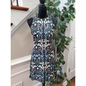 Belle Vere Womens Black Floral Sleeveless Round Neck Knee Length Dress Size 2